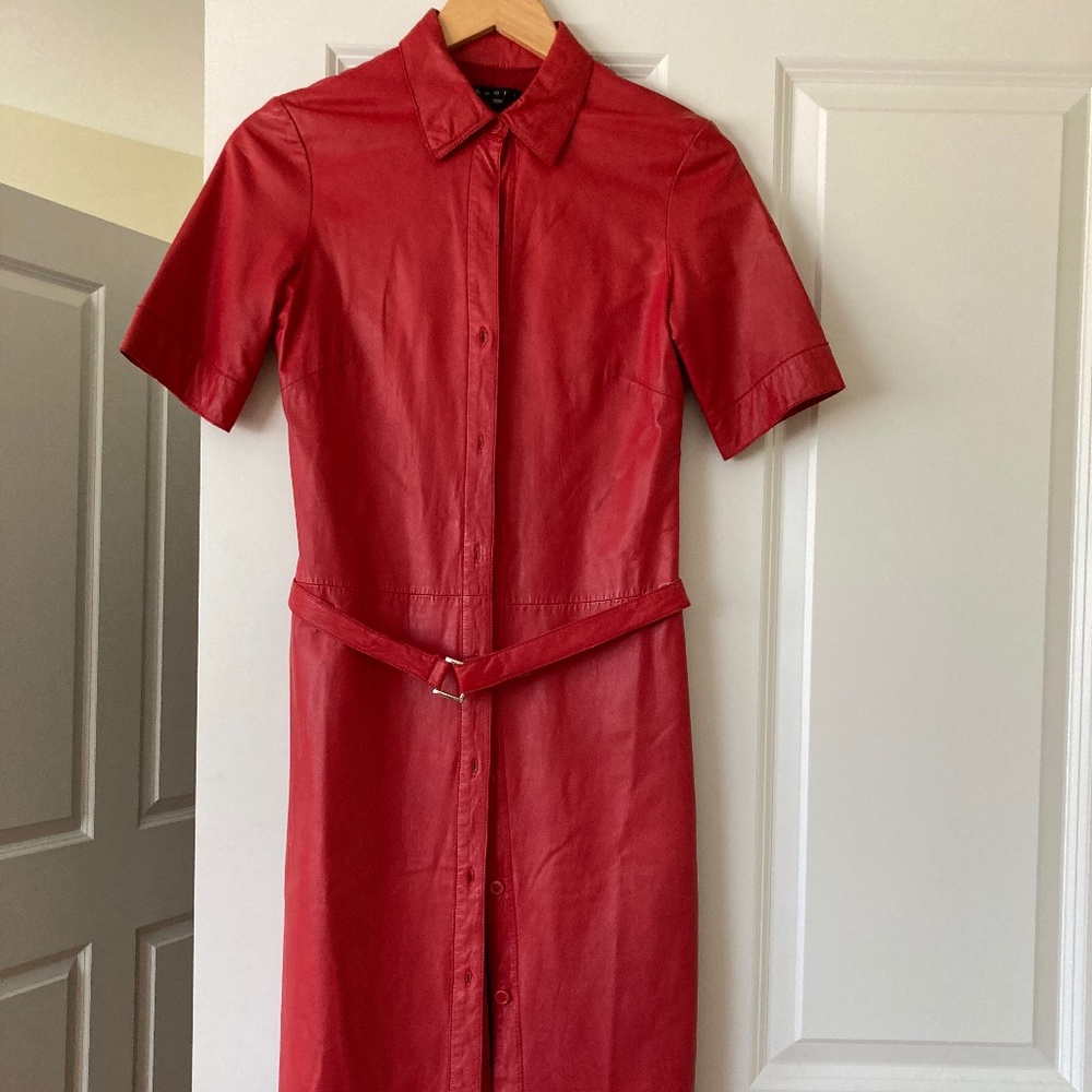 STUNNING red leather dress